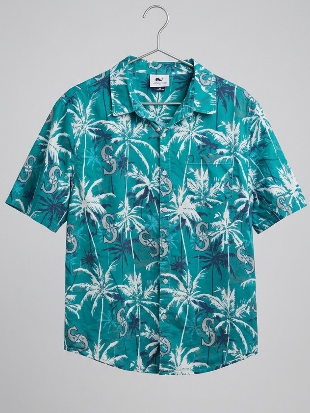 Seattle Mariners Hawaiian Palm Short Sleeve Button Up Shirt - Size XL